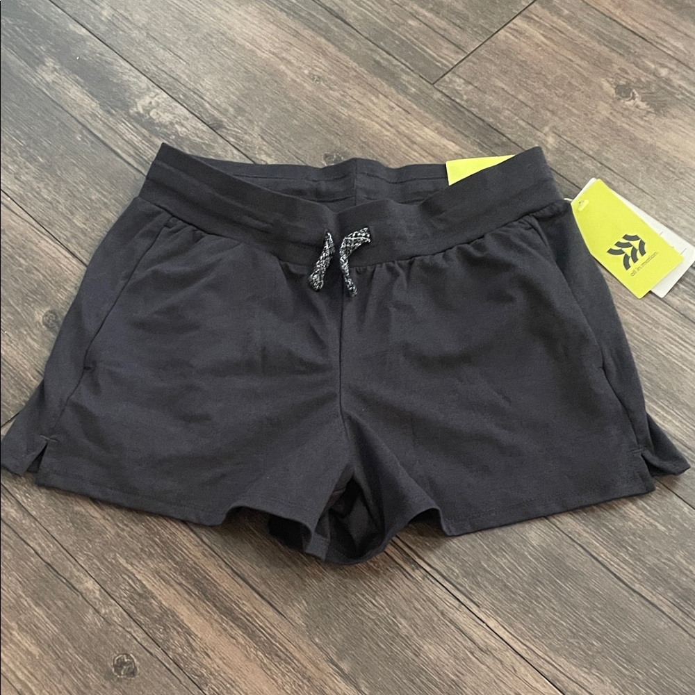 Girls, Black Athletic Drawstring Shorts